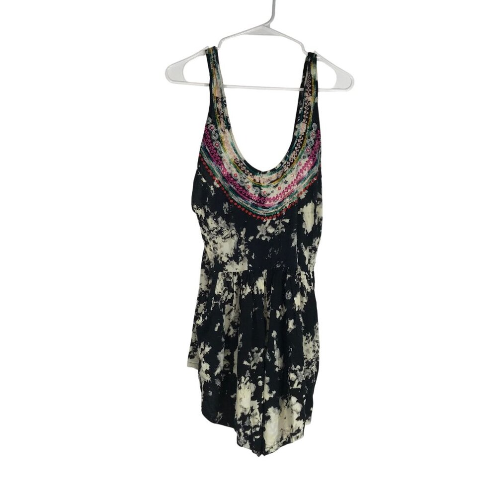 BILLABONG - WOMEN'S MEDIUM - BLACK SLEEVELESS ROUND NECK 100% RAYON ROMPER